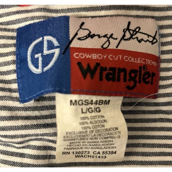 Wrangler George Strait Plaid Shirt Long Sleeve Cowboy Cut Collection L Blue Rode - Picture 5 of 5